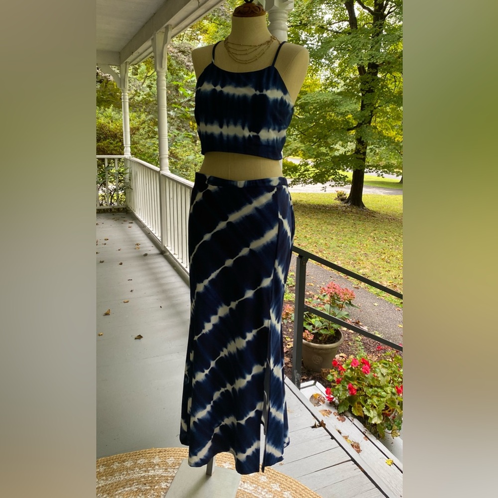 Venus Blue Tie-Dye Maxi Skirt Set